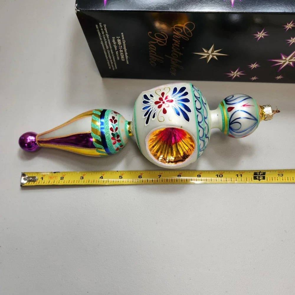 Christopher Radko Blue Danube Triple Indent Reflector Drop Ornament Poland   Box